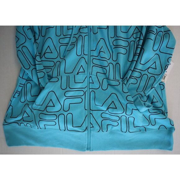 Fila SX211151 Women's Sz 1X Curacao Blue/Black Printed Full Zip Hooded Jacket - Picture 11 of 13